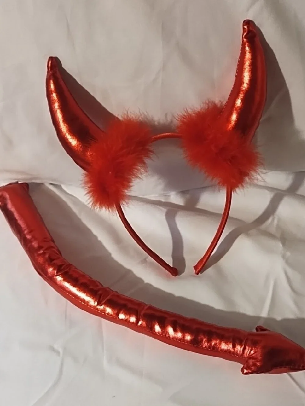 Kids Red Devil Horns Headband & Tail Costume Set